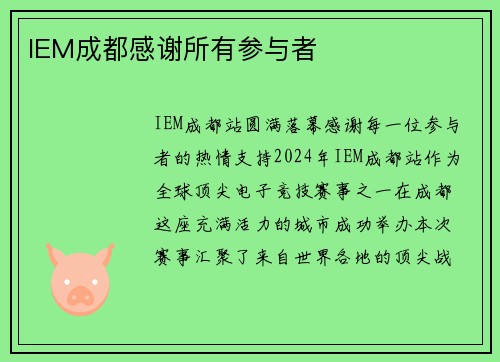 IEM成都感谢所有参与者